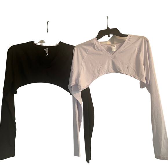 GUC Lot of 2 DrSkin Long Sleeve Cropped T Shirts V Neck Size 2XL/3XL - Picture 1 of 4
